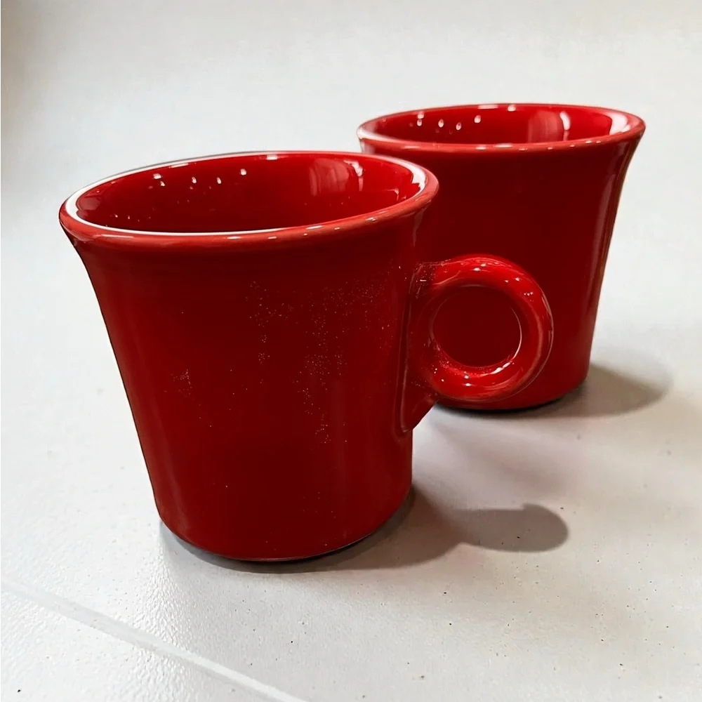 Fiesta scarlet red coffee tea mug set of 2